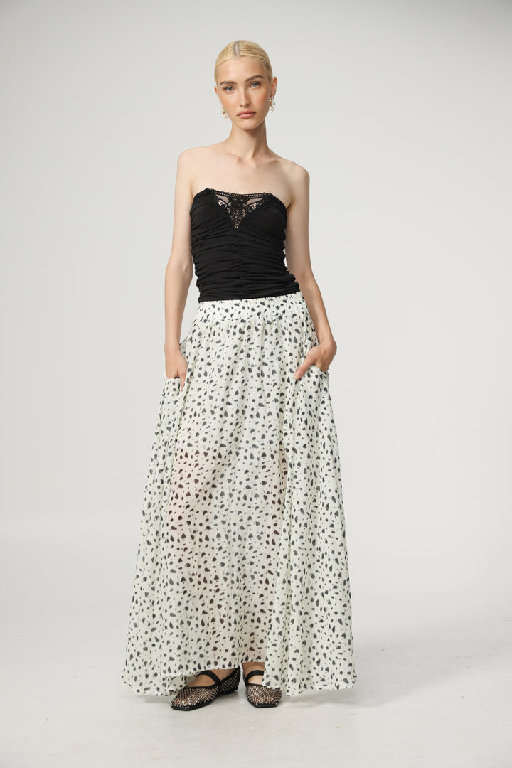 White Dots Maxi Skirt