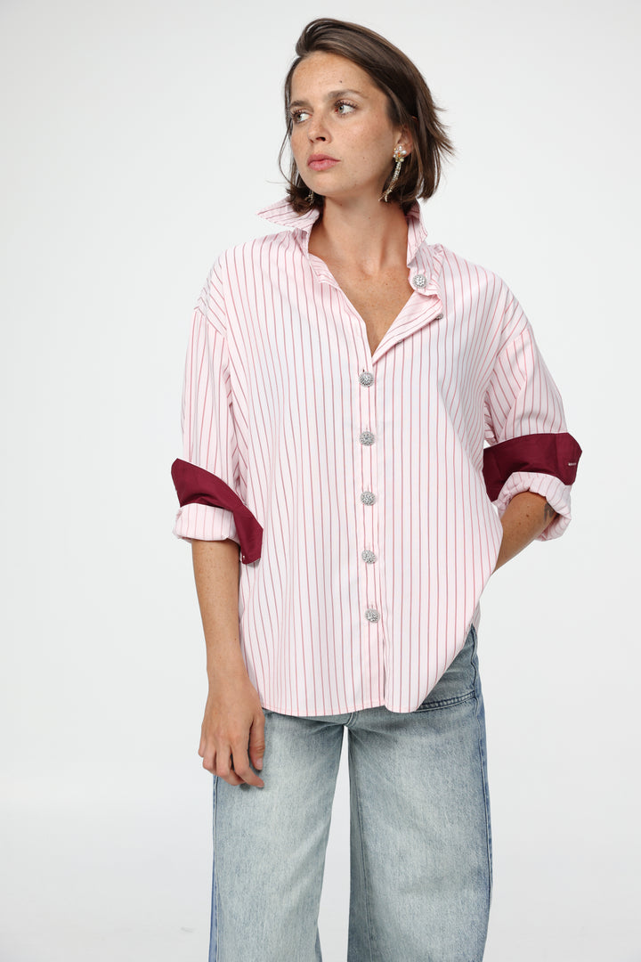 Pink Striped Buttoned Shirt