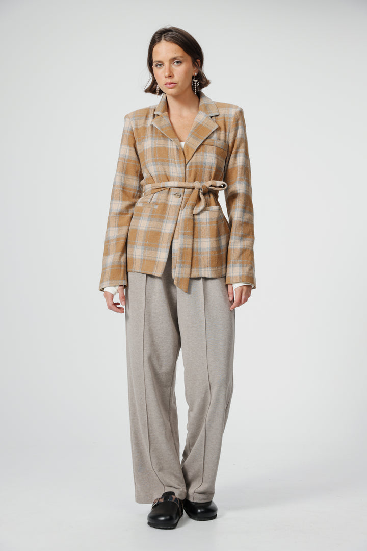 DNA Plaid Camel Blazer
