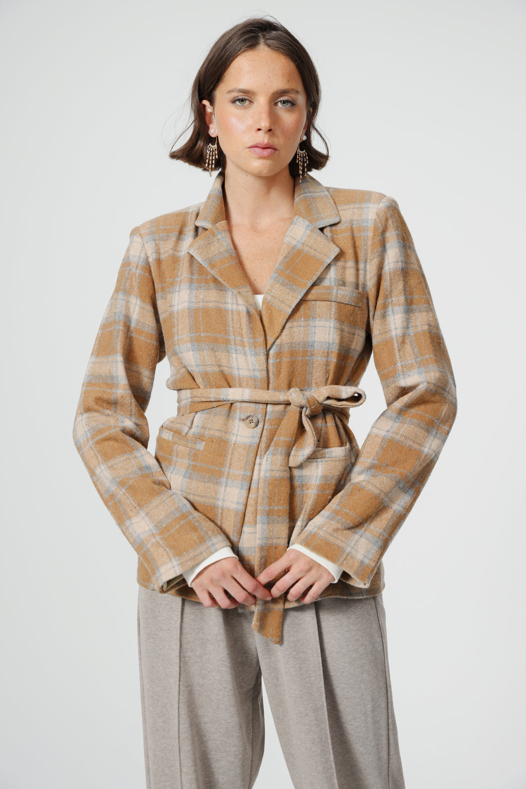 DNA Plaid Camel Blazer