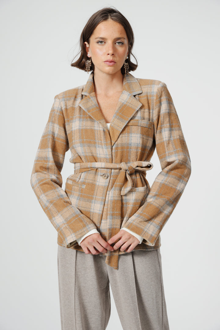 DNA Plaid Camel Blazer
