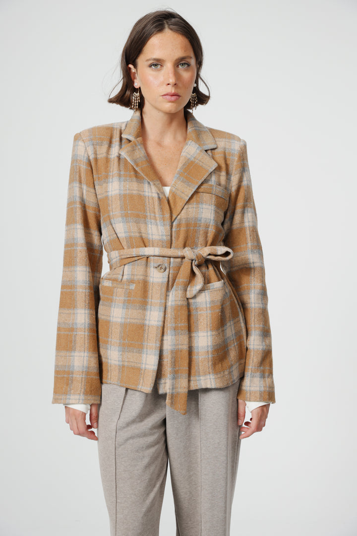 DNA Plaid Camel Blazer