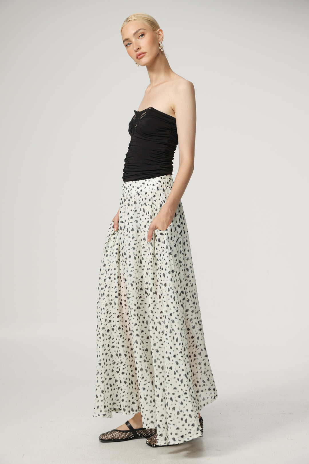 White Dots Maxi Skirt