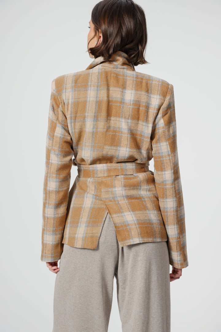 DNA Plaid Camel Blazer
