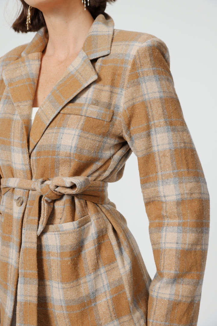 DNA Plaid Camel Blazer