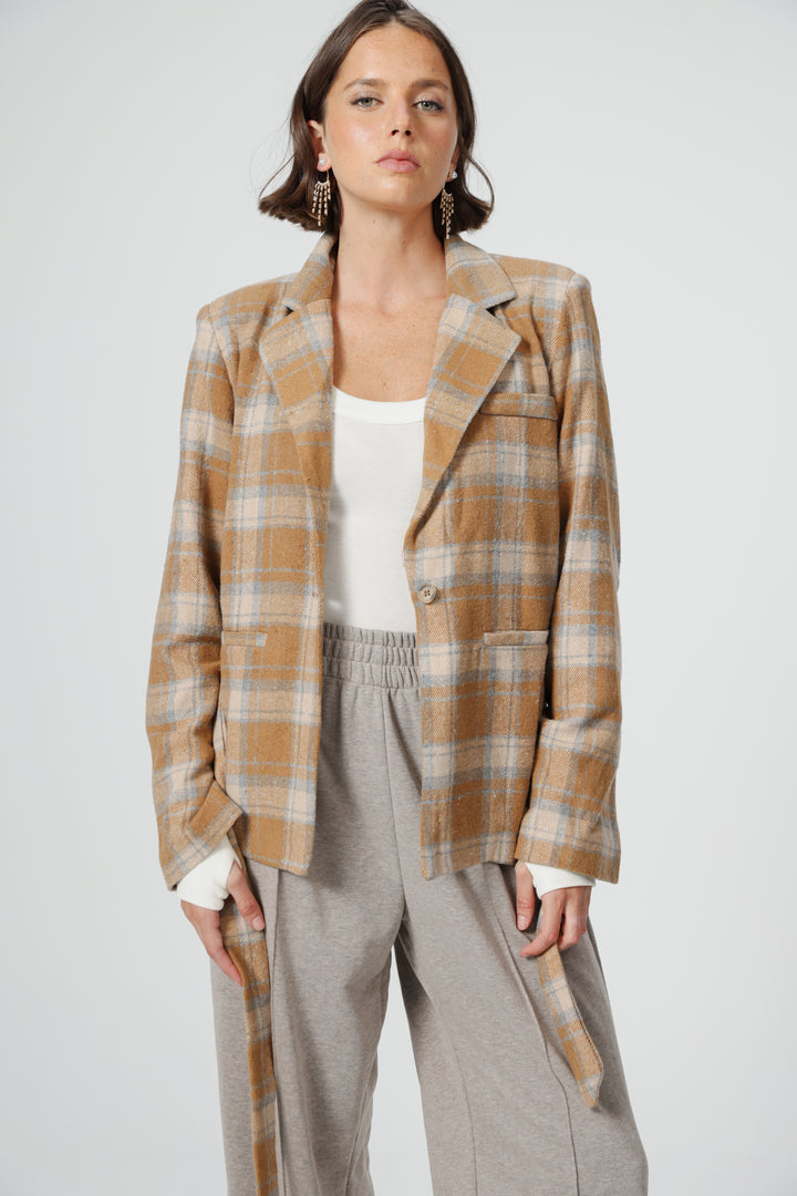 DNA Plaid Camel Blazer