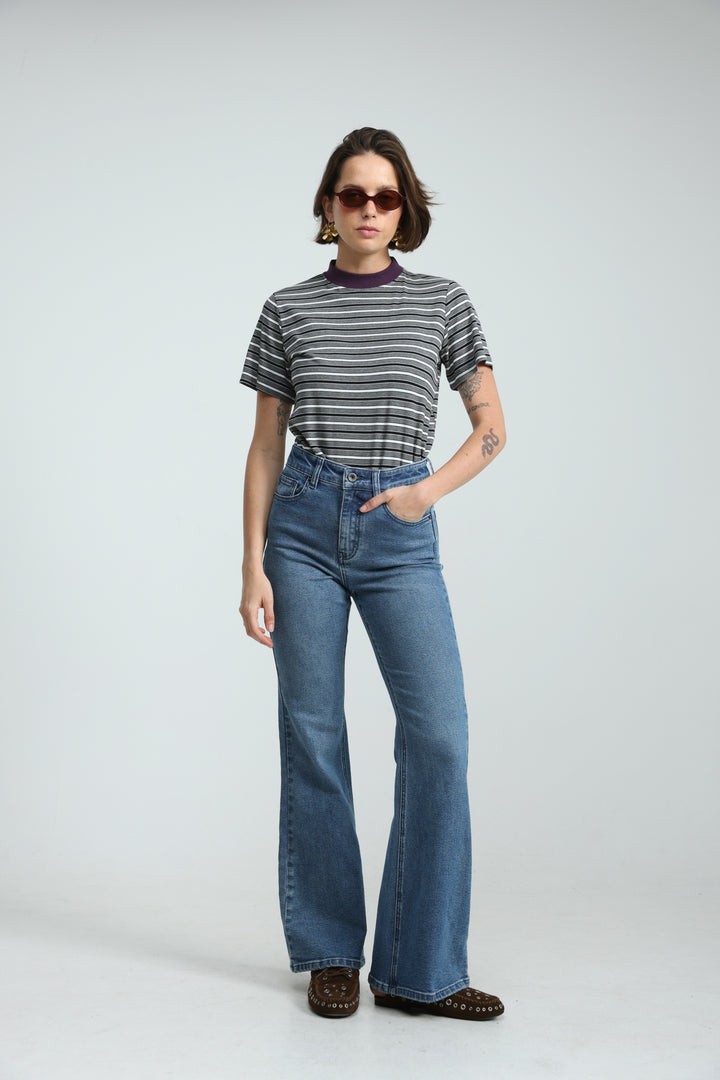 Rebasically Striped Grey T-Shirt
