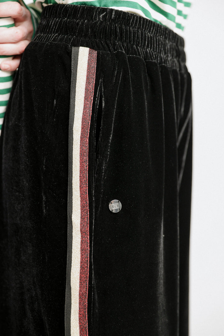 Velvet Black Striped Joggers