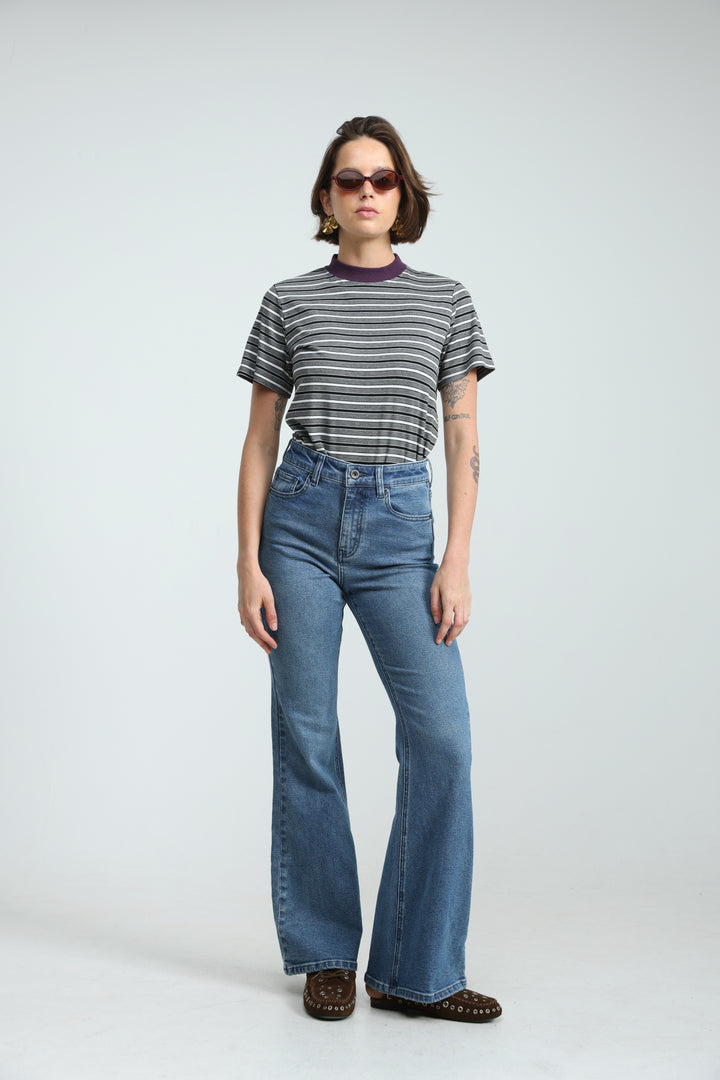 Rebasically Striped Grey T-Shirt