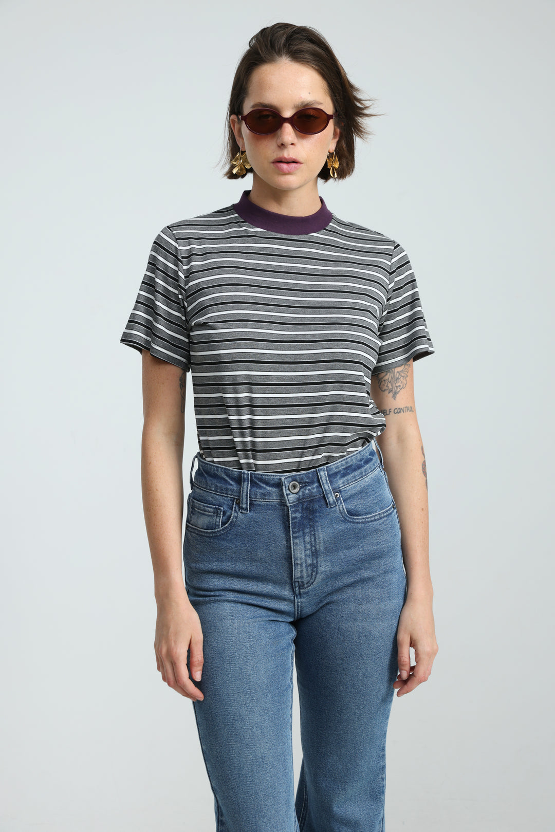 Rebasically Striped Grey T-Shirt