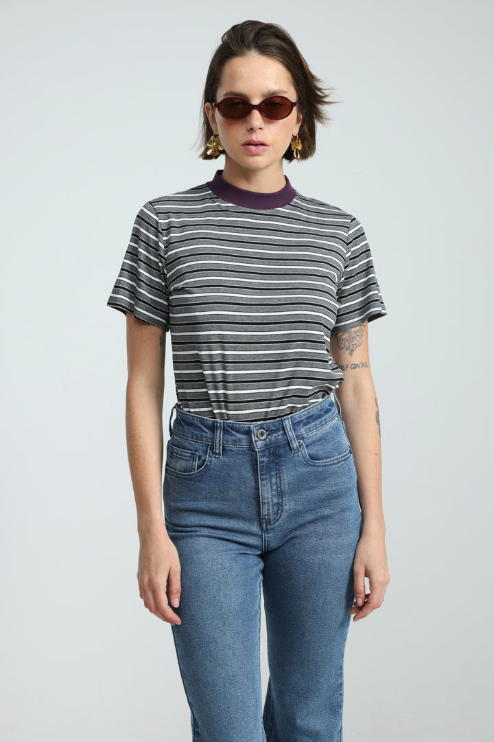 Rebasically Striped Grey T-Shirt