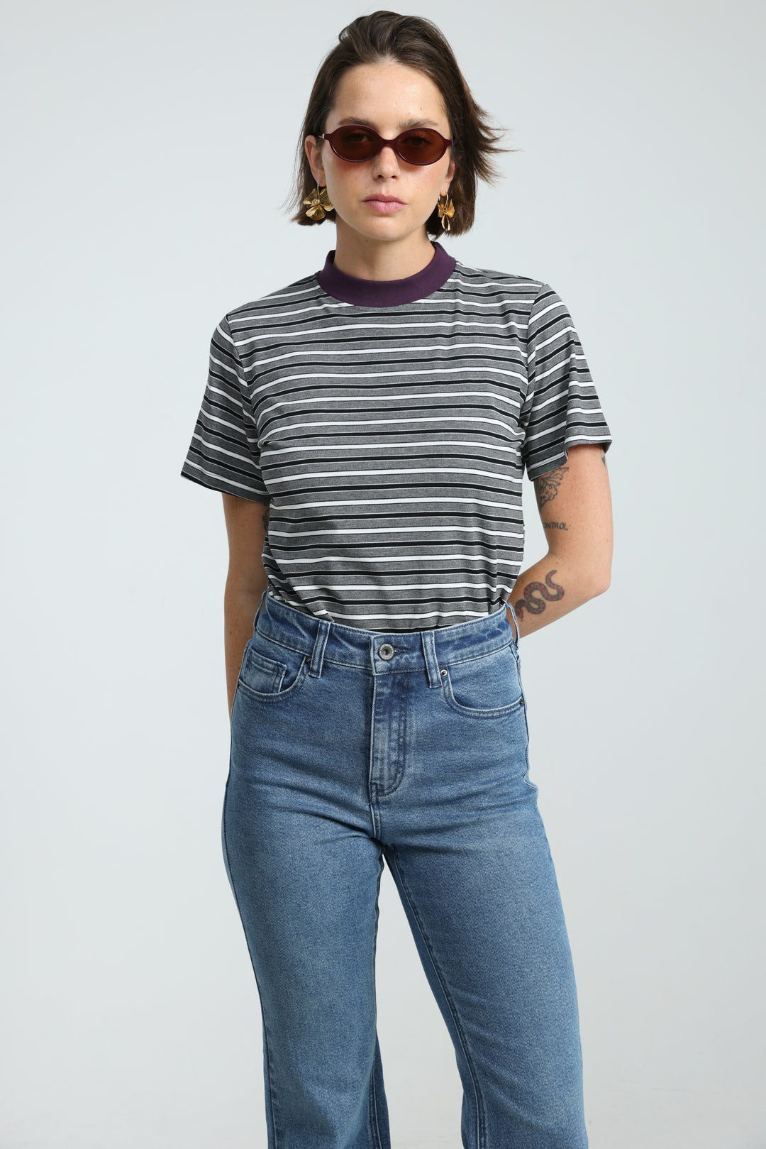 Rebasically Striped Grey T-Shirt