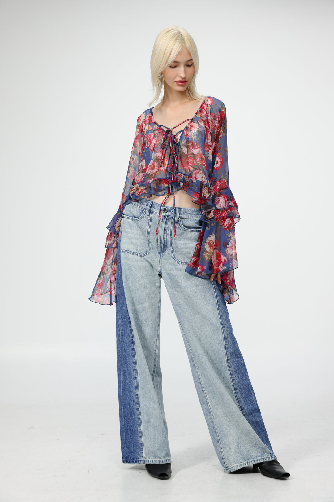 Sheer Floral Boho Blouse