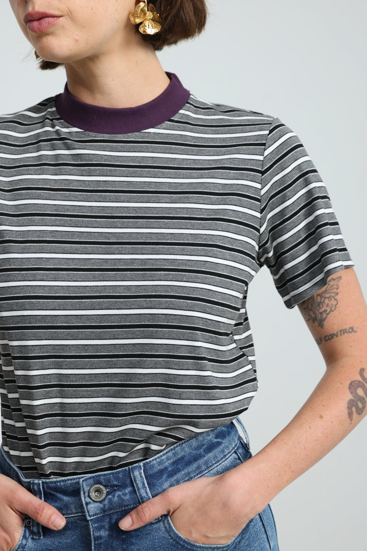 Rebasically Striped Grey T-Shirt