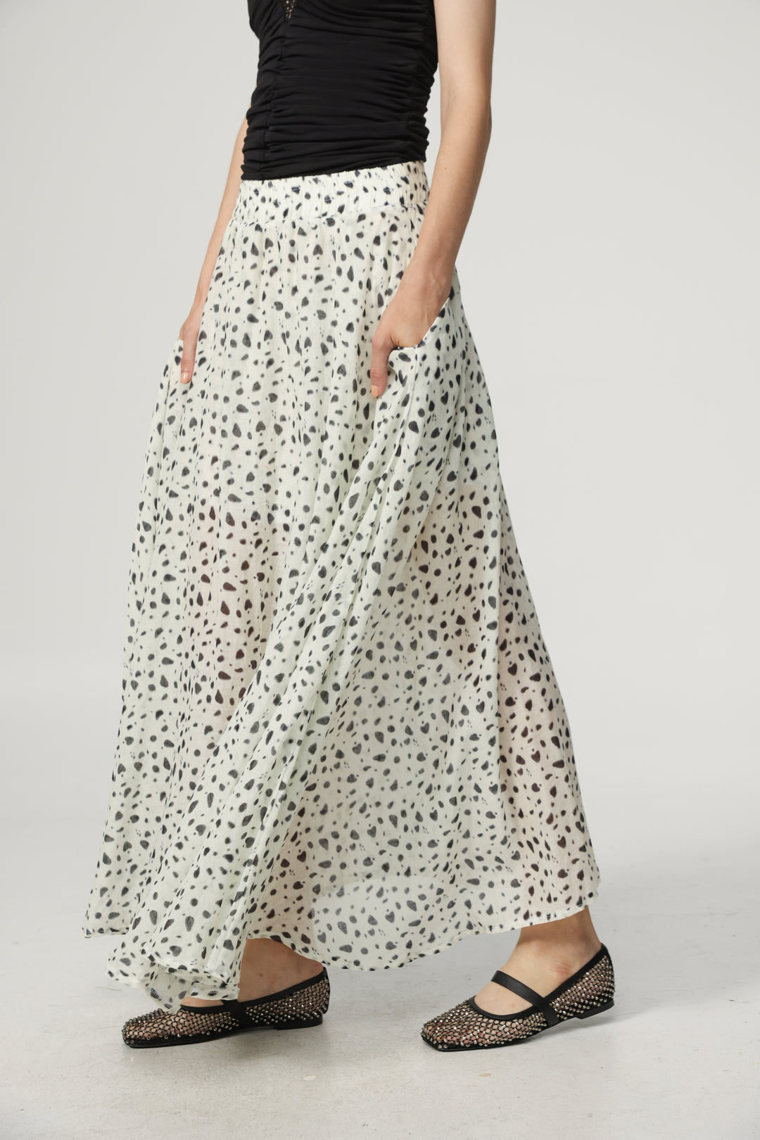 White Dots Maxi Skirt