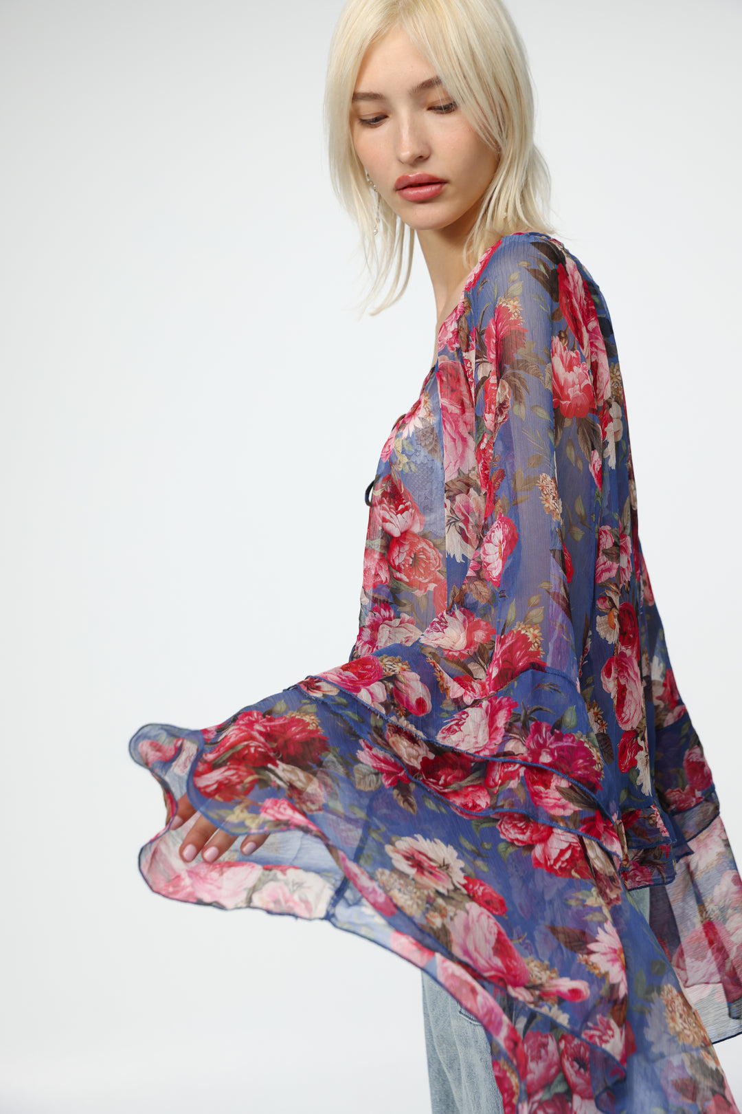 Sheer Floral Boho Blouse