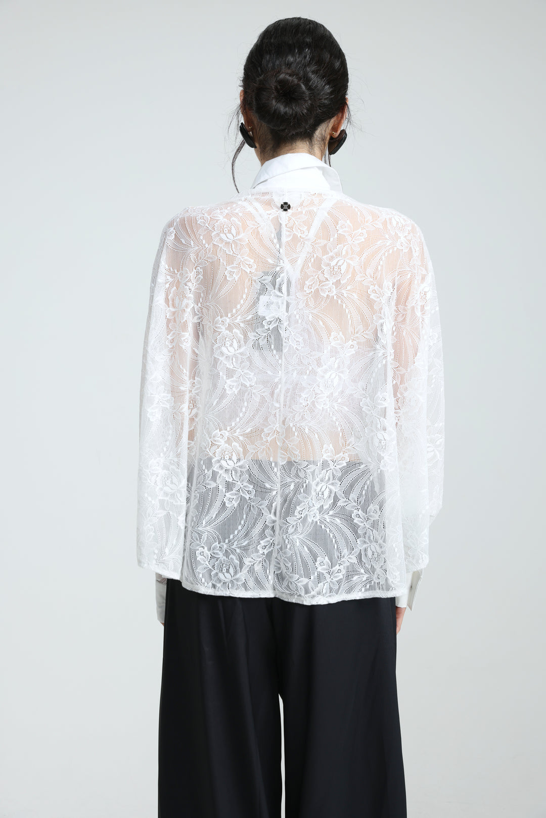 Oversized White Lace Buttoned Shirt