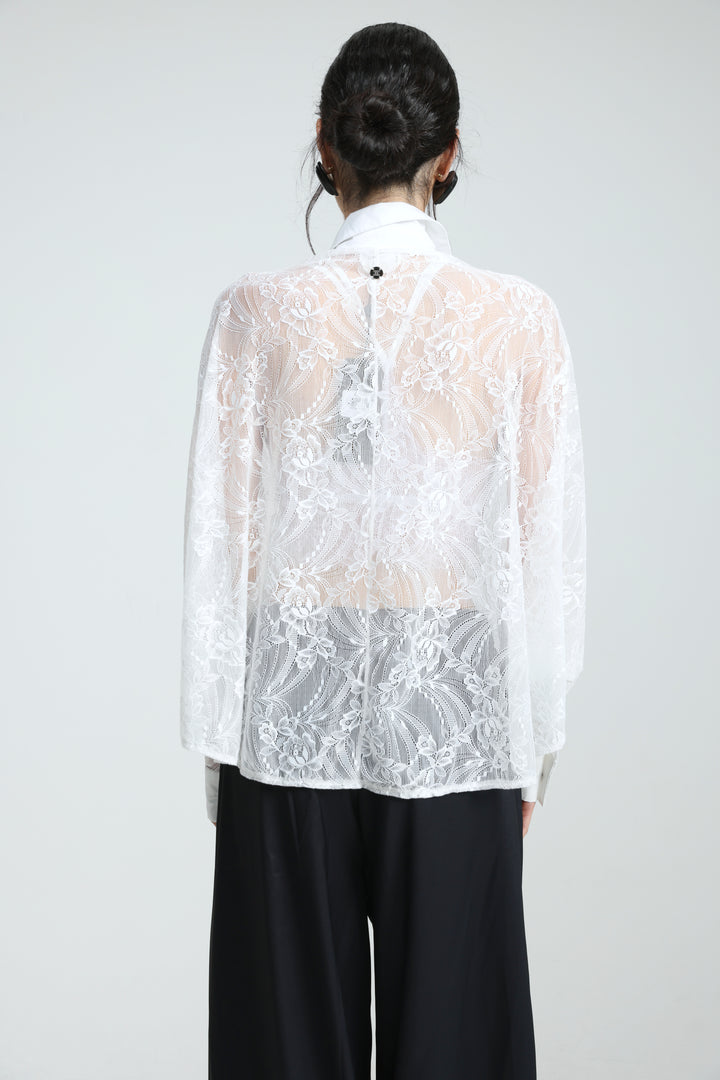 Oversized White Lace Buttoned Shirt