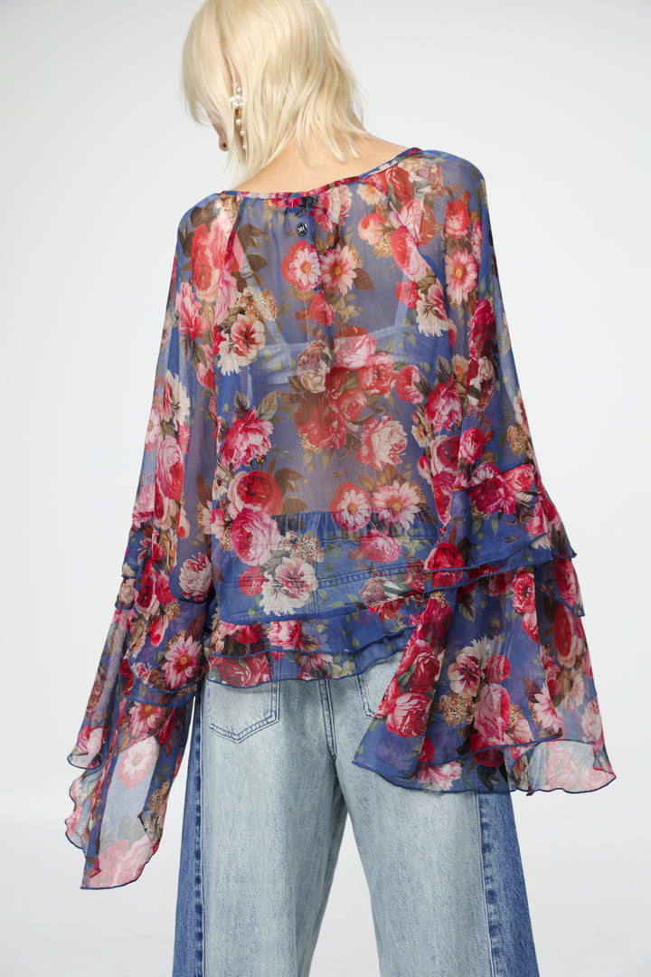 Sheer Floral Boho Blouse