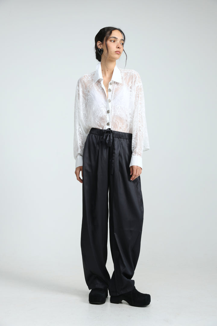 Oversized White Lace Buttoned Shirt