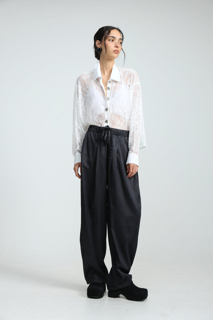 Oversized White Lace Buttoned Shirt