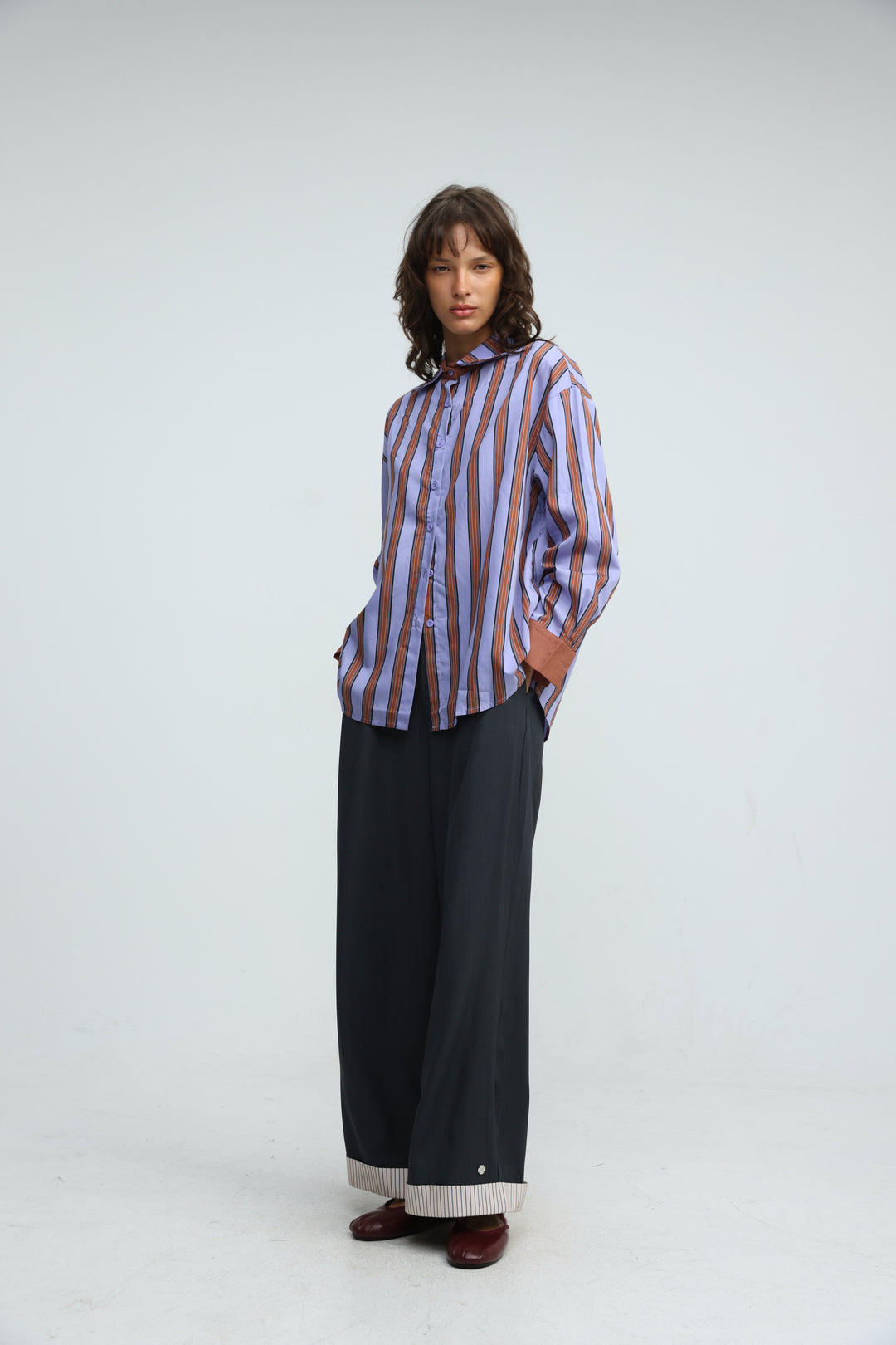 Checklist Purple Striped Buttoned Shirt