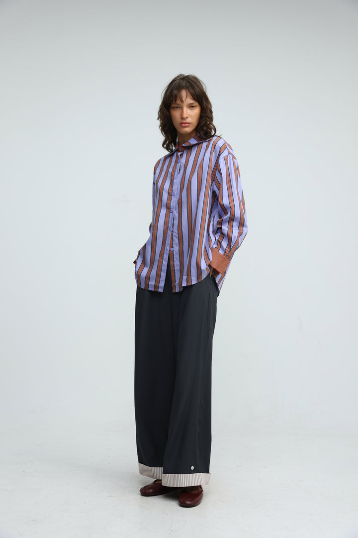 Checklist Purple Striped Buttoned Shirt