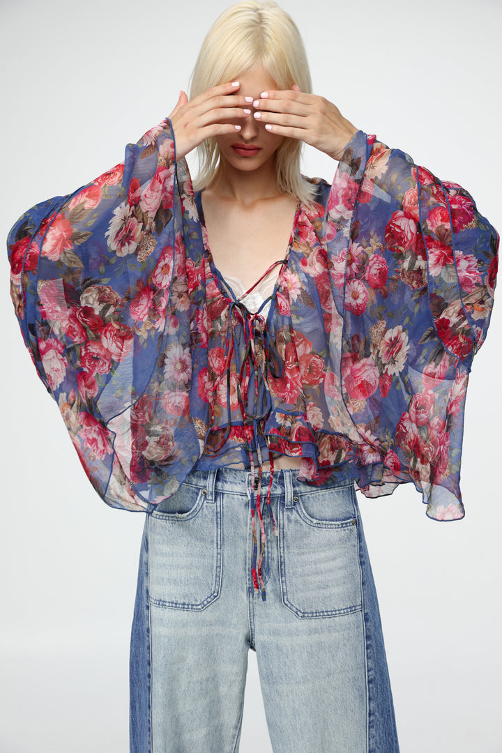 Sheer Floral Boho Blouse