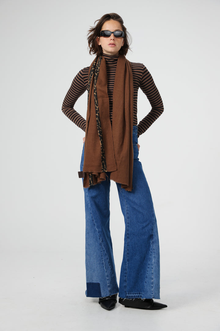 צעיף חום 100% פוליאסטר Brown Scarf 
