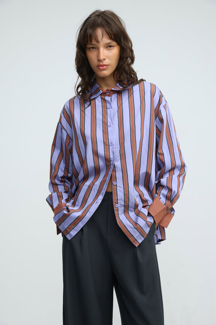 Checklist Purple Striped Buttoned Shirt