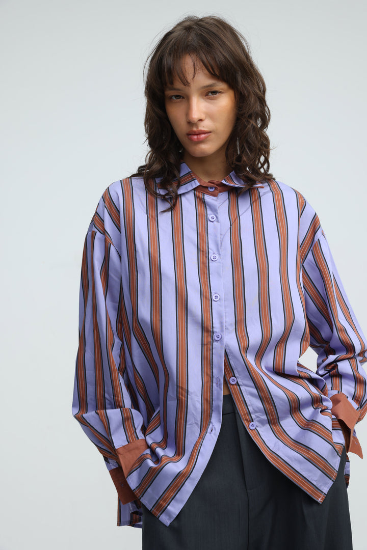 Checklist Purple Striped Buttoned Shirt