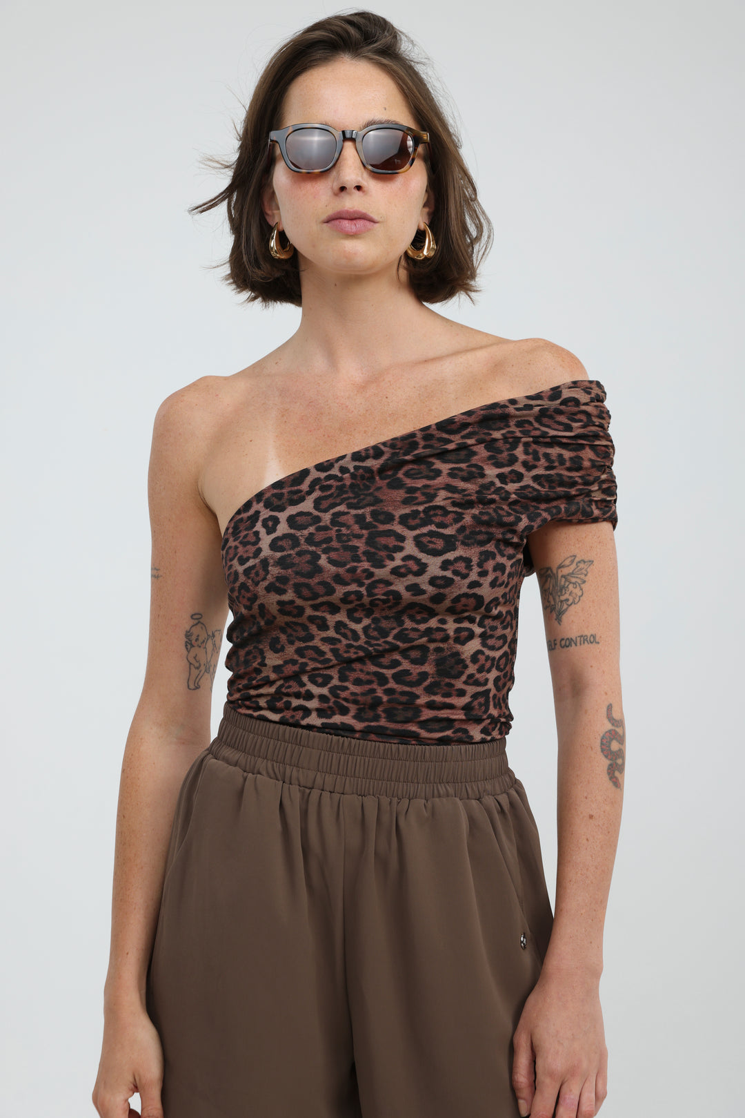 Everglow Leopard One Shoulder Top