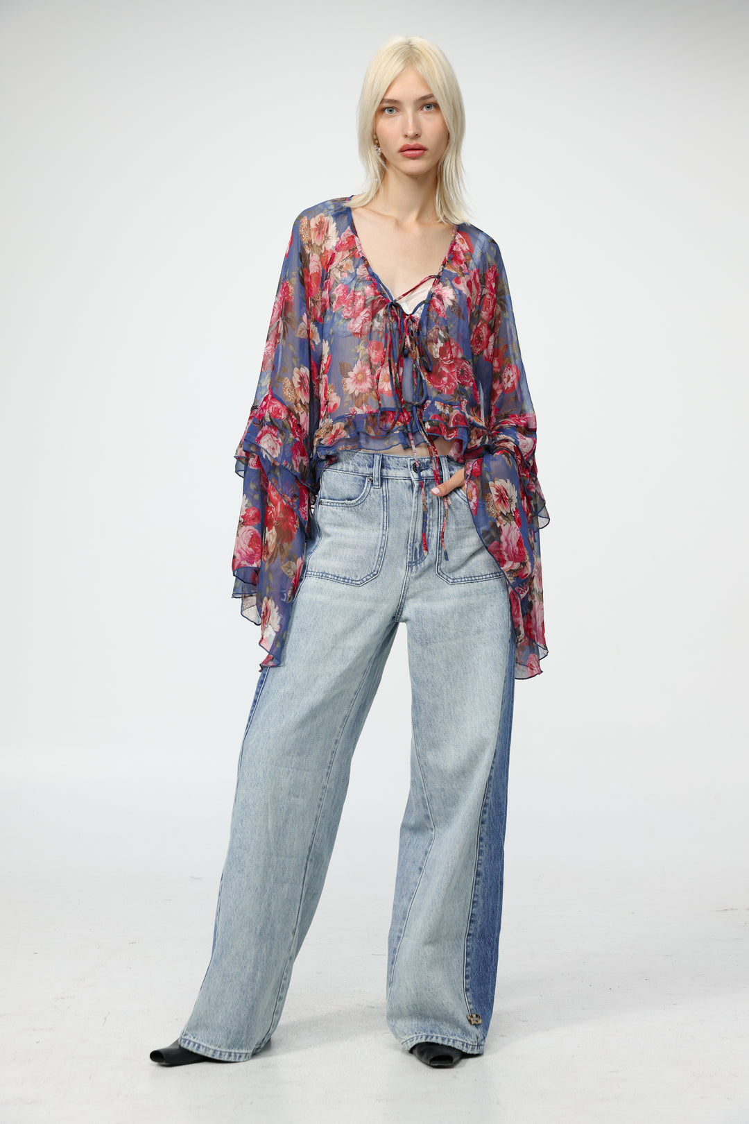 Sheer Floral Boho Blouse