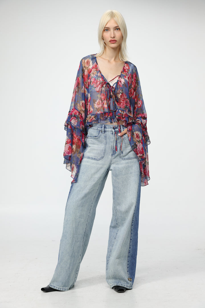 Sheer Floral Boho Blouse