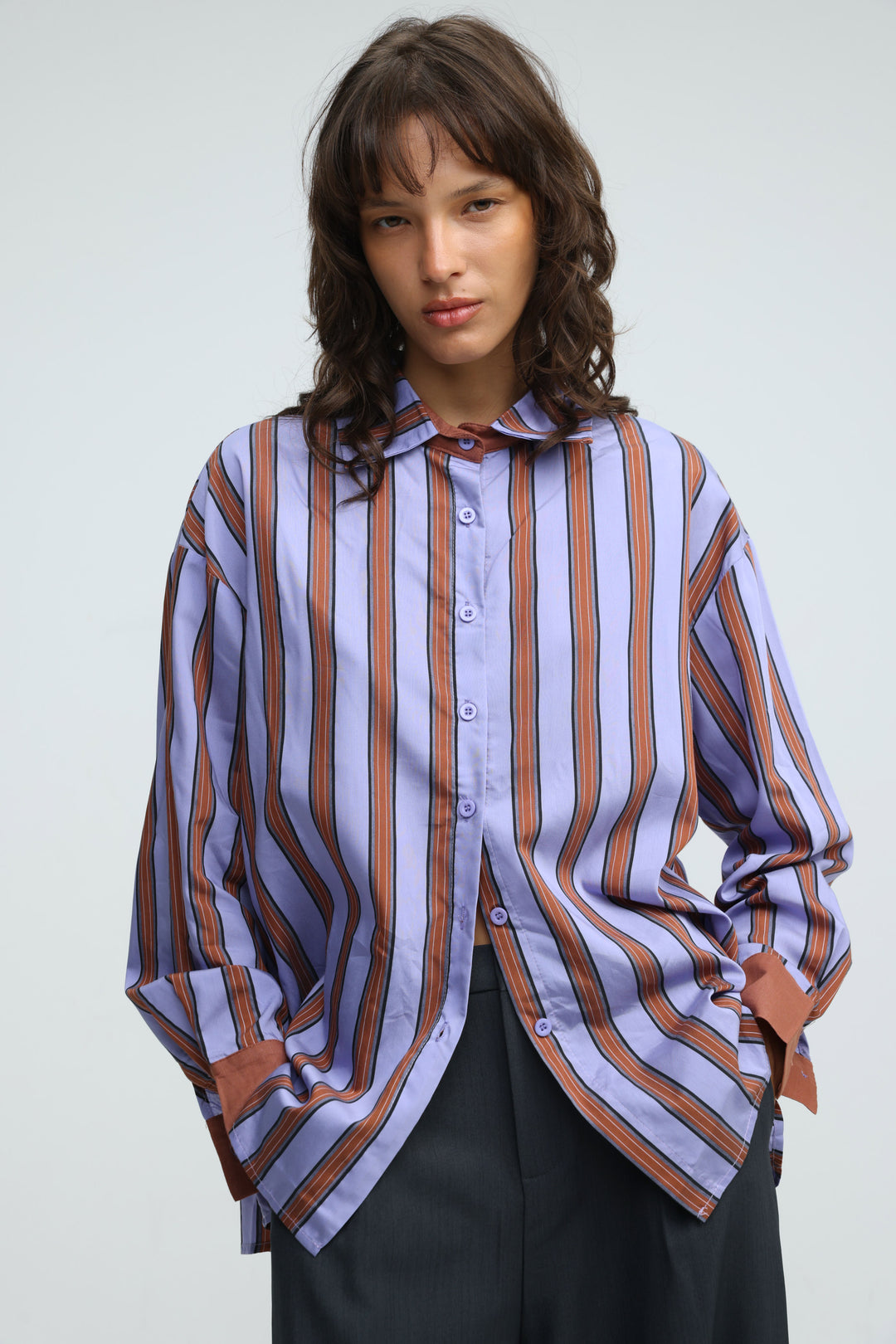 Checklist Purple Striped Buttoned Shirt