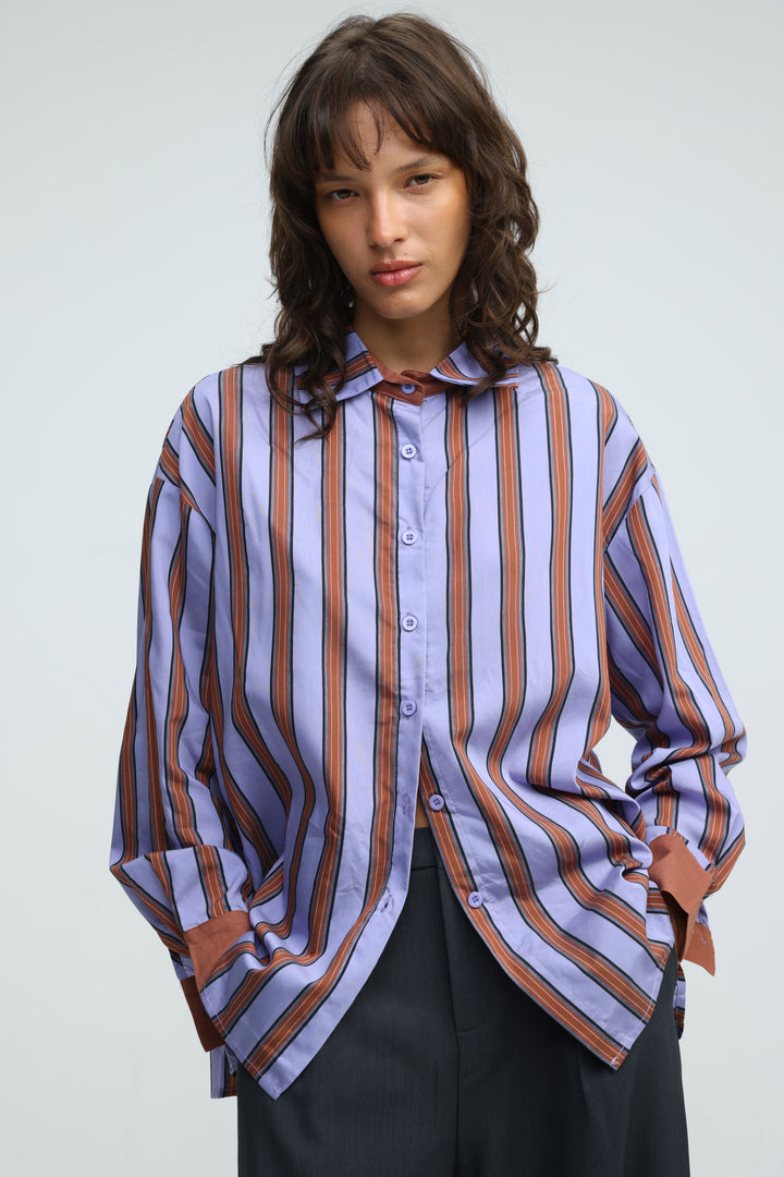 Checklist Purple Striped Buttoned Shirt