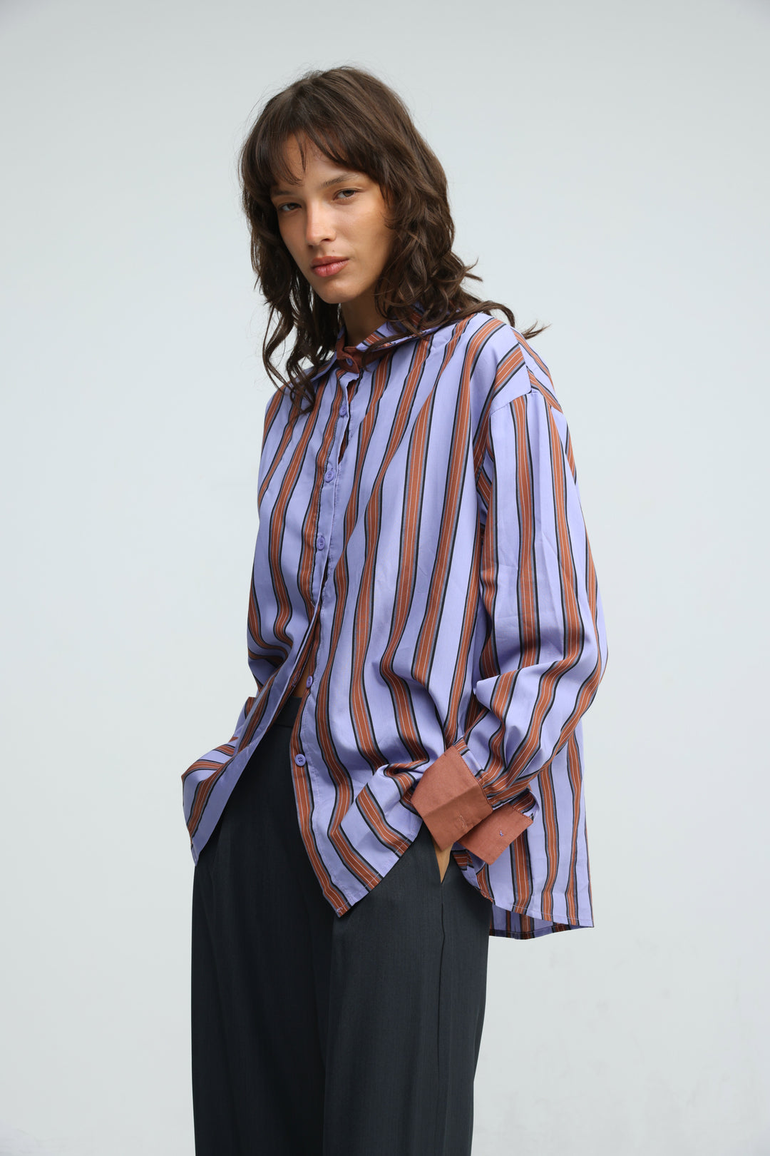 Checklist Purple Striped Buttoned Shirt