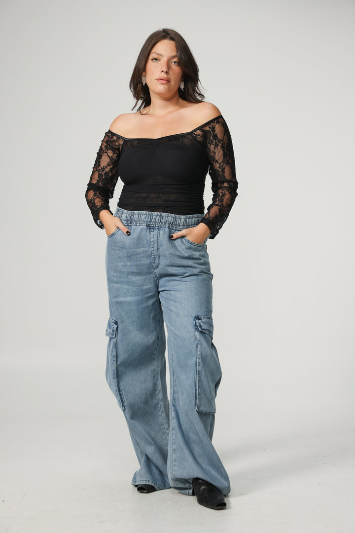 Soft Blue Cargo Denim
