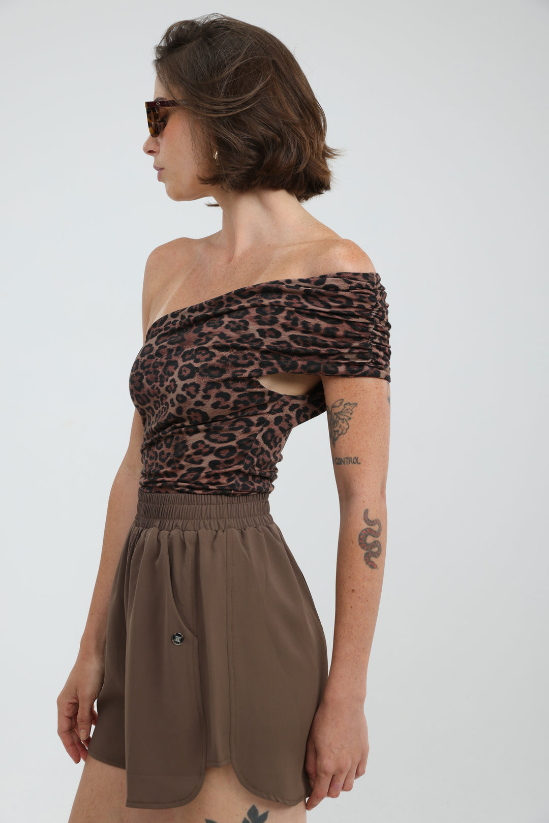 Everglow Leopard One Shoulder Top