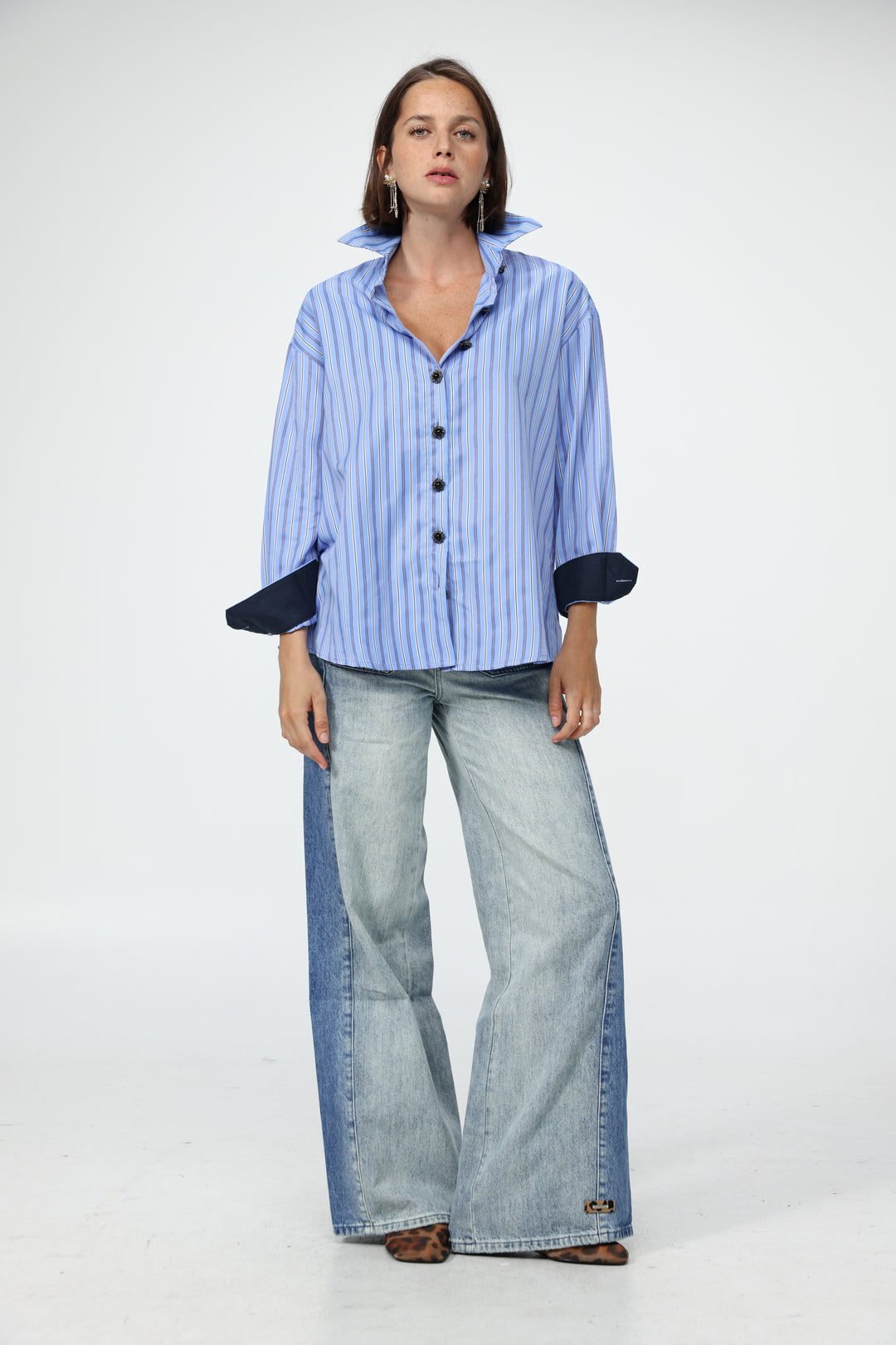 Blue Striped Buttoned Shirt