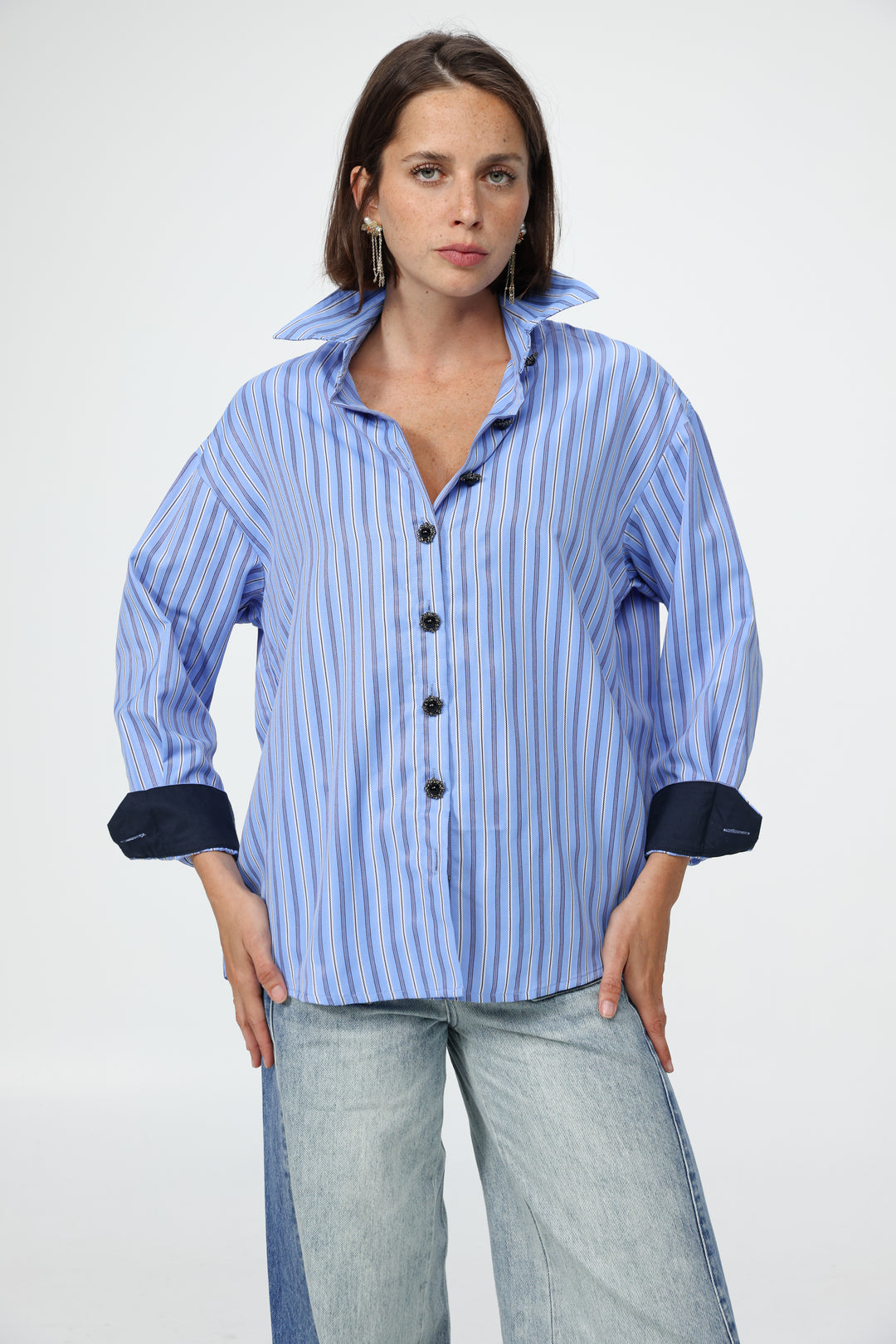 Blue Striped Buttoned Shirt