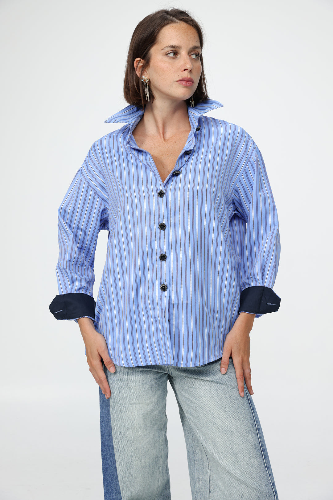 Blue Striped Buttoned Shirt
