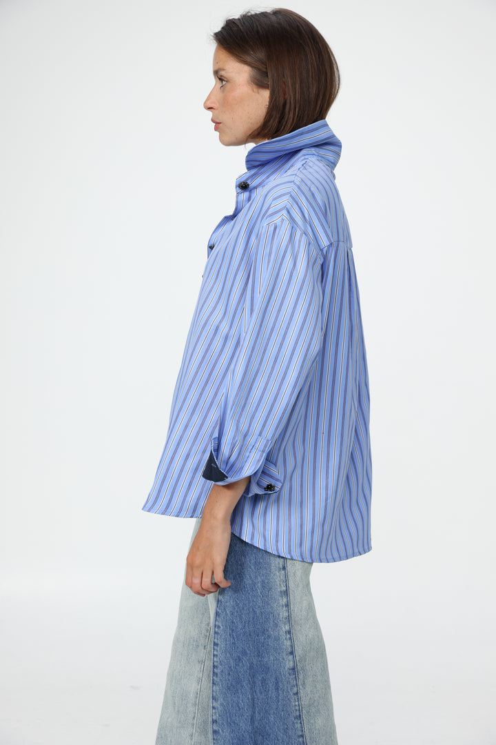 Blue Striped Buttoned Shirt