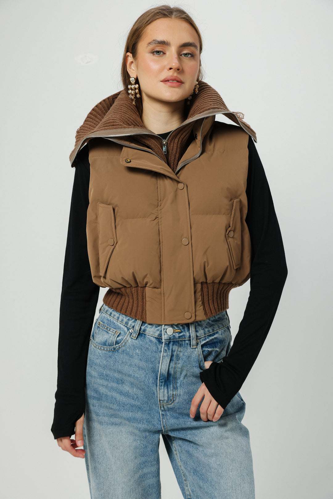 וסט חום קאמל חורפי לאישה Mine Camel Vest 