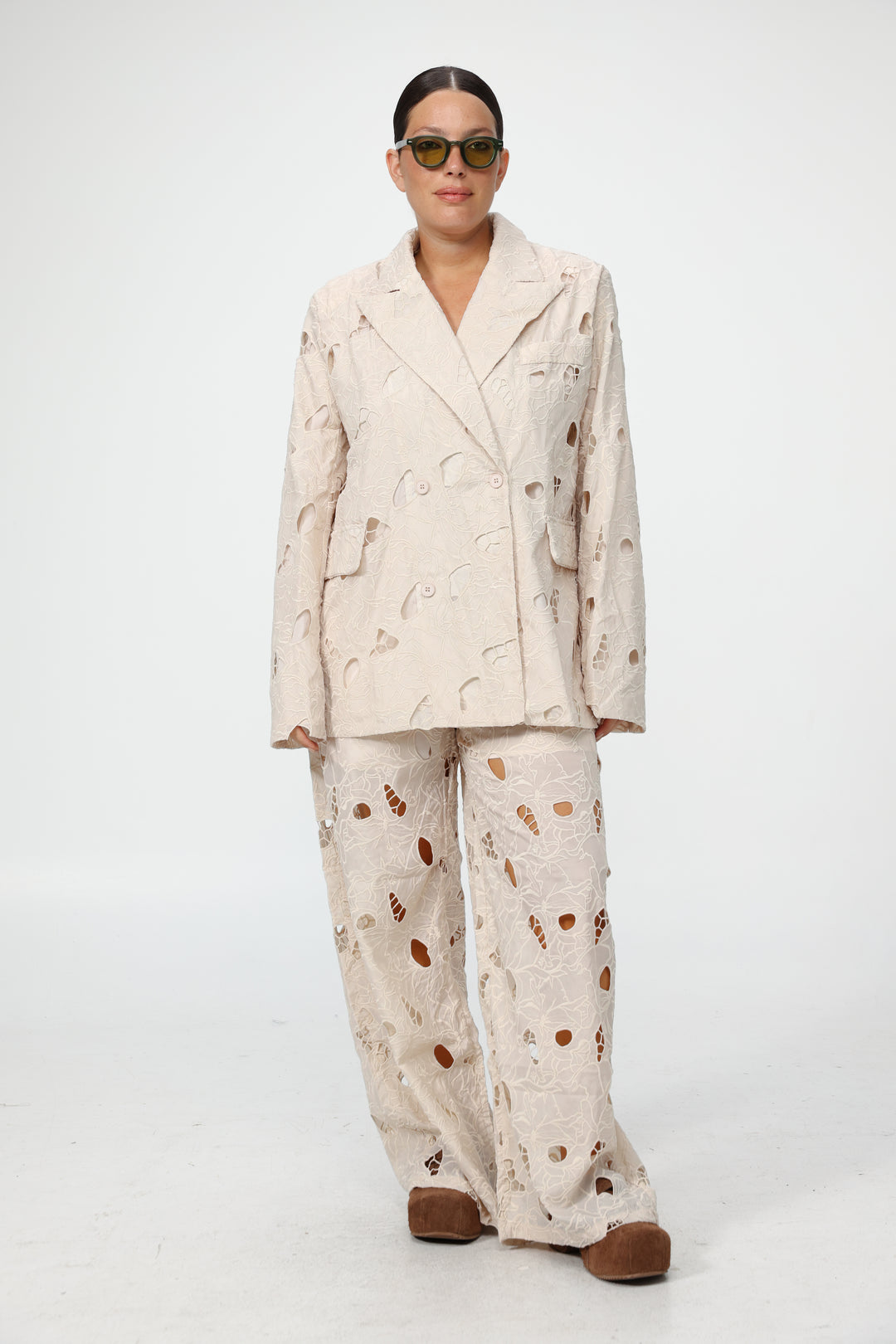 Floral Cutwork Cream Bottoms