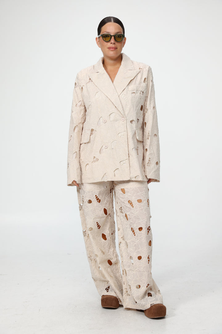 Floral Cutwork Cream Bottoms