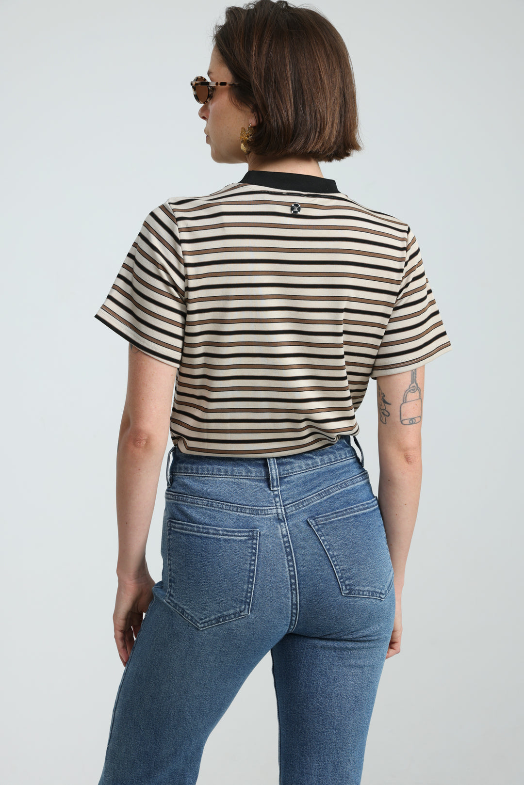 Rebasically Striped Beige T-Shirt