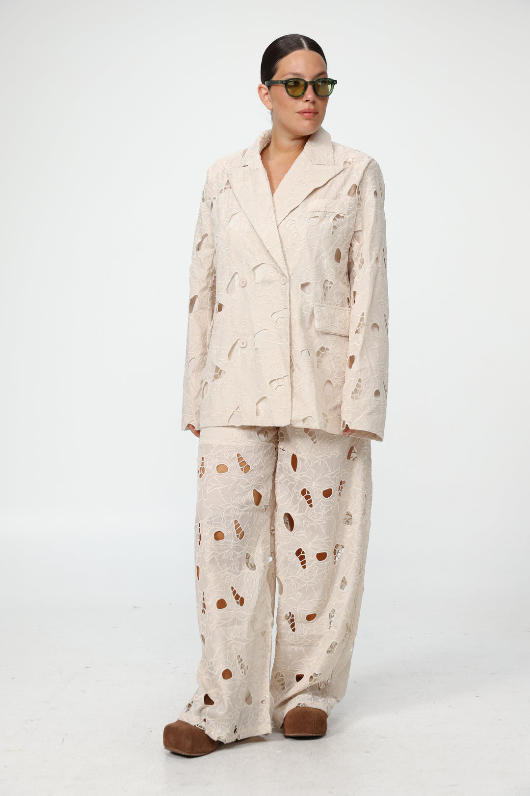 Floral Cutwork Cream Bottoms