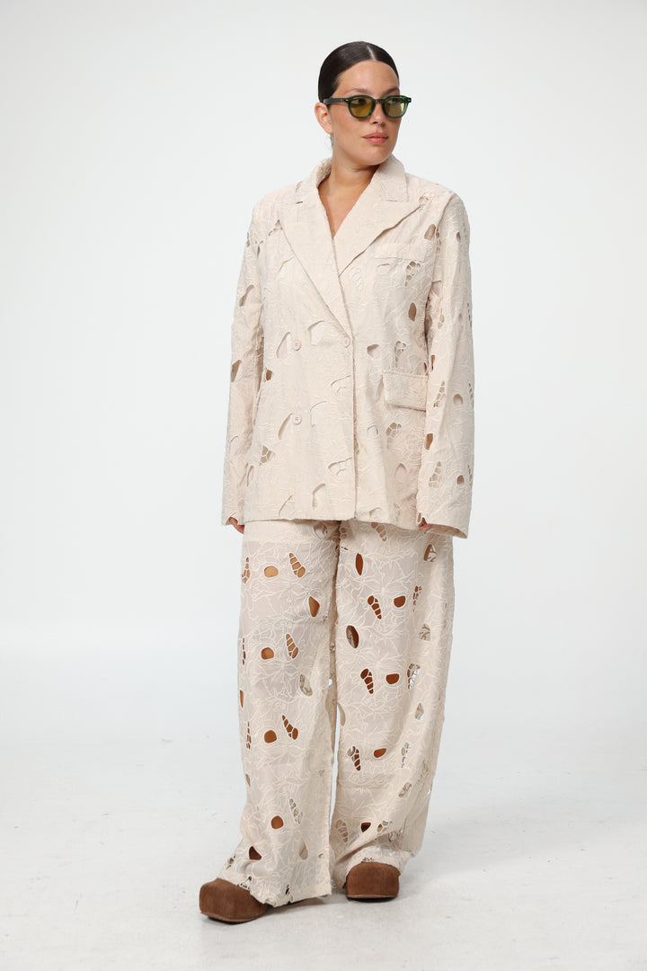 Floral Cutwork Cream Bottoms