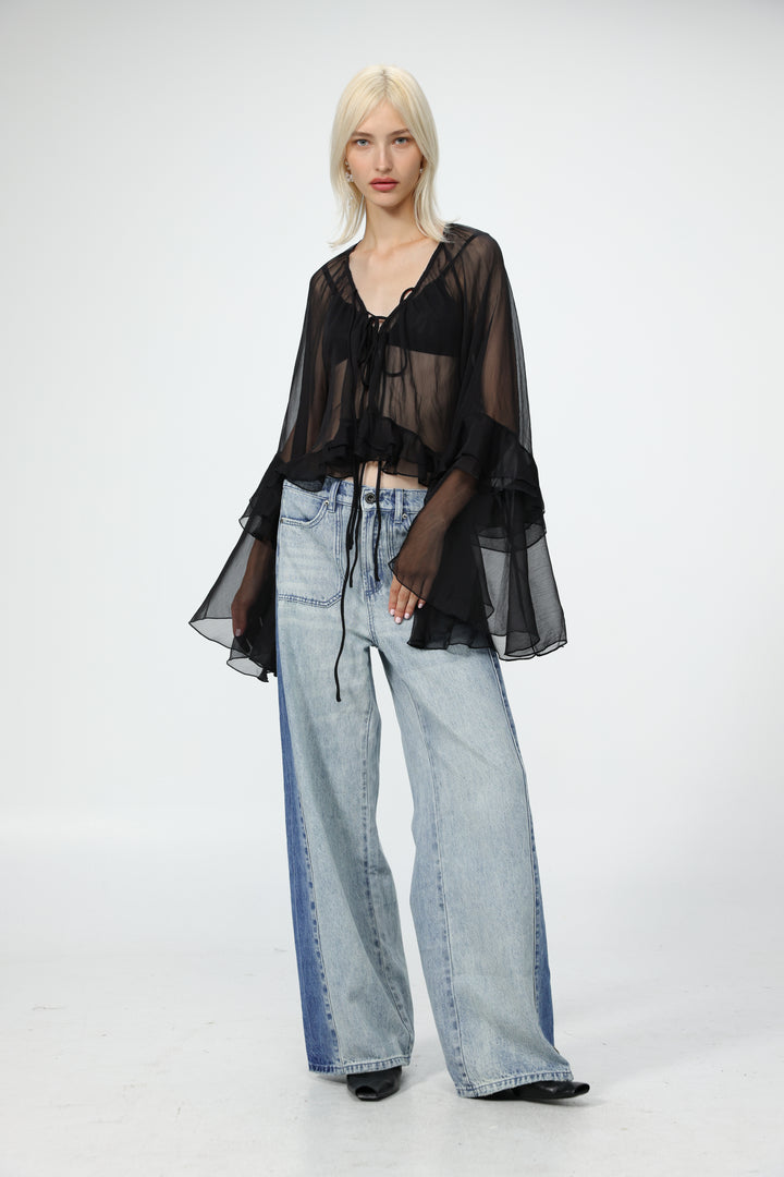 Sheer Black Boho Blouse